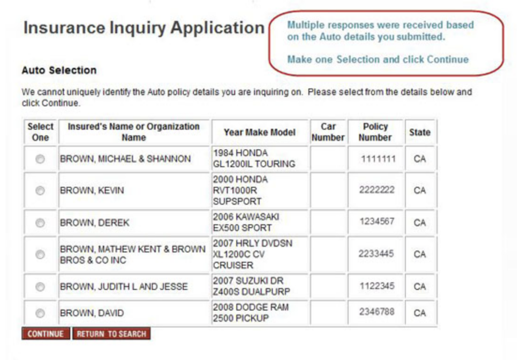 State farm insurance inquiry application with excellent error handling